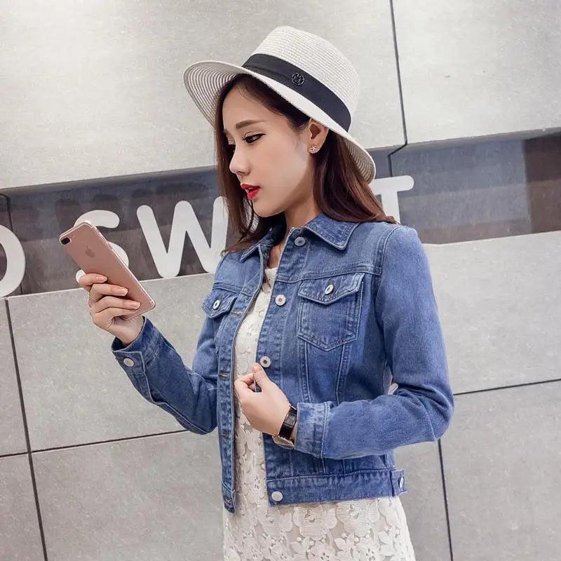 New Stunning Long Sleeve Winter Slim White Black Jeans Top For Women Solid Denim Jacket Women Short Overcoat For Ladies Stevvex