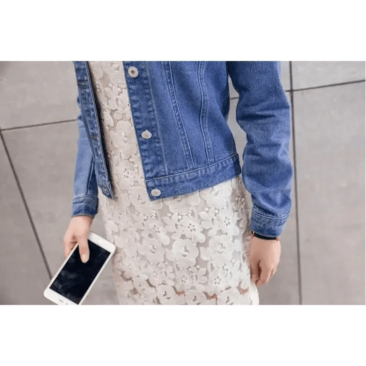 New Stunning Long Sleeve Winter Slim White Black Jeans Top For Women Solid Denim Jacket Women Short Overcoat For Ladies Stevvex