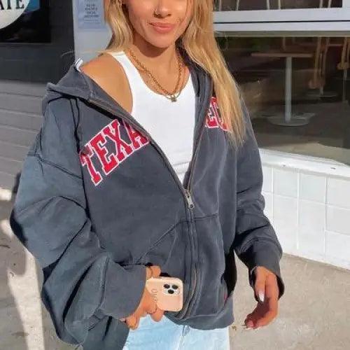 New Stunning Winter Printed Casual Loose Long Sleeve Windbreaker Jacket Trend Hooded Jacket Fashion For Women And Girls Stevvex