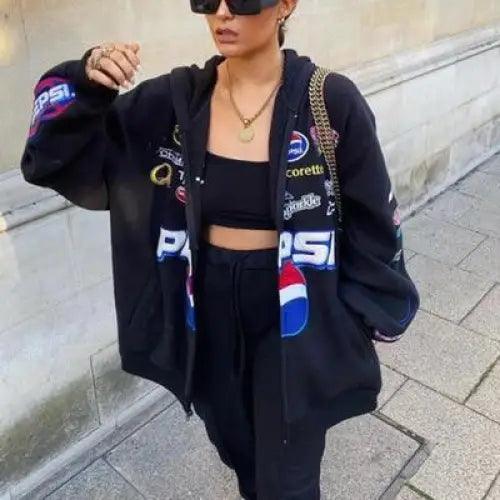 New Stunning Winter Printed Casual Loose Long Sleeve Windbreaker Jacket Trend Hooded Jacket Fashion For Women And Girls Stevvex