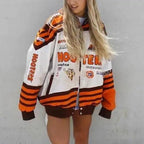 New Stunning Winter Printed Casual Loose Long Sleeve Windbreaker Jacket Trend Hooded Jacket Fashion For Women And Girls Stevvex