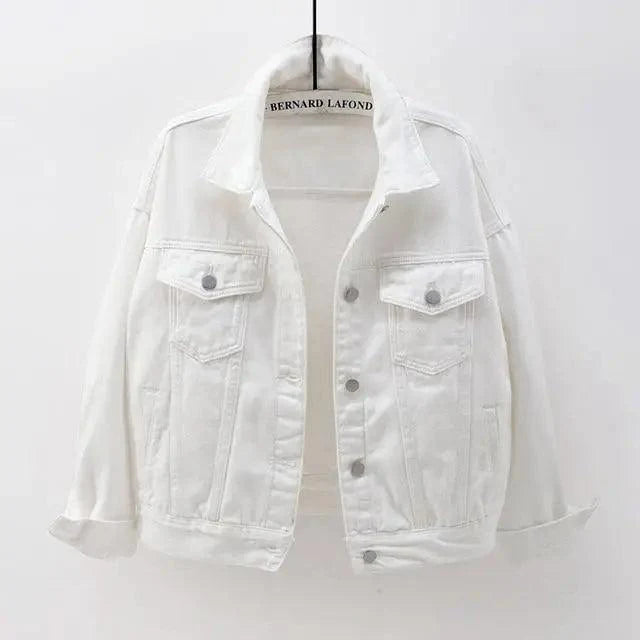 New Stunning Women's Plus Size Denim Jacket Spring Autumn Short Coat Pink Jean Jackets Casual Tops Purple Yellow White Loose Outerwear Stevvex