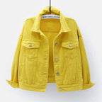 New Stunning Women's Plus Size Denim Jacket Spring Autumn Short Coat Pink Jean Jackets Casual Tops Purple Yellow White Loose Outerwear Stevvex