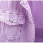 New Stunning Women's Plus Size Denim Jacket Spring Autumn Short Coat Pink Jean Jackets Casual Tops Purple Yellow White Loose Outerwear Stevvex