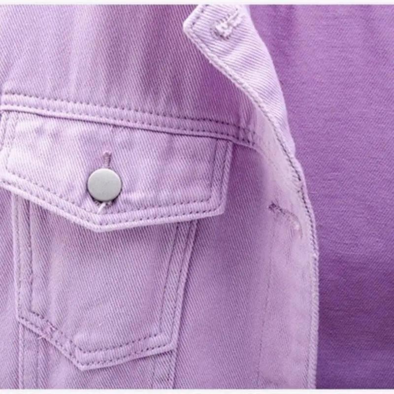New Stunning Women's Plus Size Denim Jacket Spring Autumn Short Coat Pink Jean Jackets Casual Tops Purple Yellow White Loose Outerwear Stevvex