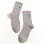 Combed Out Of Pure Cotton Socks Autumn Cute Japanese Harajuku Planet Magic Array Embroidery Long Socks Korean Style Kawaii Girls Socks For Men And Women