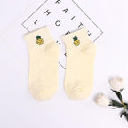 Solid Color Avocado Printed Socks Casual Joker Cotton Short Socks Ladies Fruit Print Concise College Style Breathable Cotton Short Socks For Men And Women