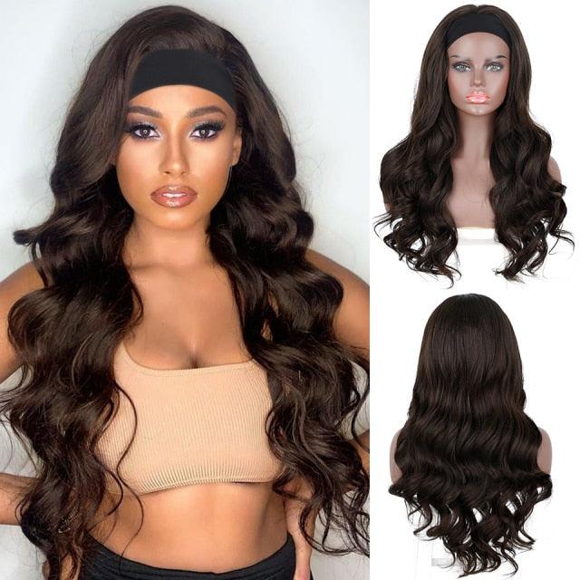 Long Body Wave Black Wig Synthetic Wigs for Black Women Middle Part Brown Red Pink Purple Cosplay Hair Wigs For Black Women Cosplay Wigs For Women Stevvex