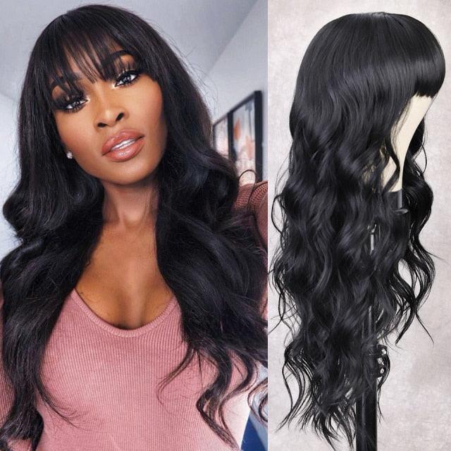 Long Body Wave Black Wig Synthetic Wigs for Black Women Middle Part Brown Red Pink Purple Cosplay Hair Wigs For Black Women Cosplay Wigs For Women Stevvex