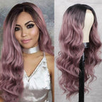 Long Body Wave Black Wig Synthetic Wigs for Black Women Middle Part Brown Red Pink Purple Cosplay Hair Wigs For Black Women Cosplay Wigs For Women Stevvex