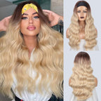 Long Body Wave Black Wig Synthetic Wigs for Black Women Middle Part Brown Red Pink Purple Cosplay Hair Wigs For Black Women Cosplay Wigs For Women Stevvex