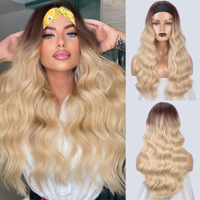 Long Body Wave Black Wig Synthetic Wigs for Black Women Middle Part Brown Red Pink Purple Cosplay Hair Wigs For Black Women Cosplay Wigs For Women Stevvex