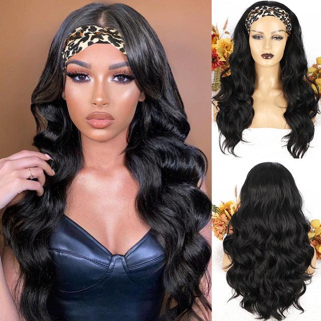 Long Body Wave Black Wig Synthetic Wigs for Black Women Middle Part Brown Red Pink Purple Cosplay Hair Wigs For Black Women Cosplay Wigs For Women Stevvex