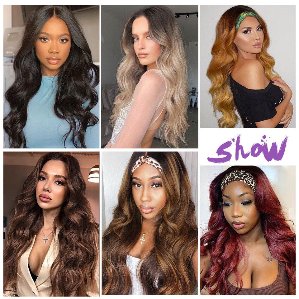 Long Body Wave Black Wig Synthetic Wigs for Black Women Middle Part Brown Red Pink Purple Cosplay Hair Wigs For Black Women Cosplay Wigs For Women Stevvex