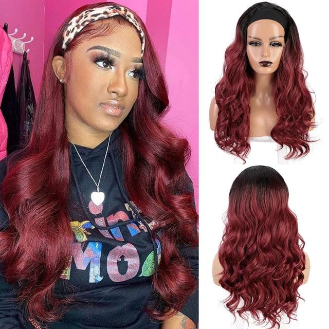 Long Body Wave Black Wig Synthetic Wigs for Black Women Middle Part Brown Red Pink Purple Cosplay Hair Wigs For Black Women Cosplay Wigs For Women Stevvex