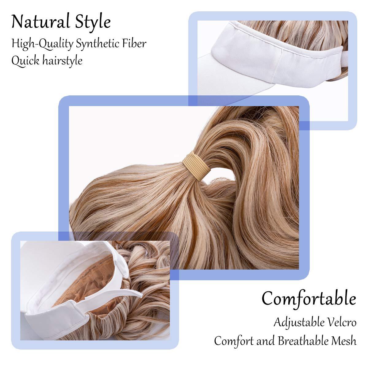 Ponytail Extension Cap hair Synthetic Wig Curly Wavy Wigs with Visor Hat hair Wigs for Women Hat Baseball Wigs For Black Women Cosplay Wigs For Women Stevvex