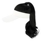 Ponytail Extension Cap hair Synthetic Wig Curly Wavy Wigs with Visor Hat hair Wigs for Women Hat Baseball Wigs For Black Women Cosplay Wigs For Women Stevvex