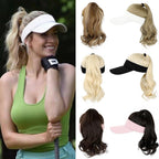 Ponytail Extension Cap hair Synthetic Wig Curly Wavy Wigs with Visor Hat hair Wigs for Women Hat Baseball Wigs For Black Women Cosplay Wigs For Women Stevvex