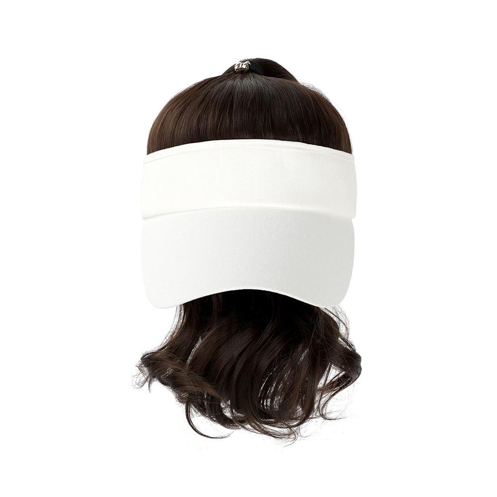 Ponytail Extension Cap hair Synthetic Wig Curly Wavy Wigs with Visor Hat hair Wigs for Women Hat Baseball Wigs For Black Women Cosplay Wigs For Women Stevvex