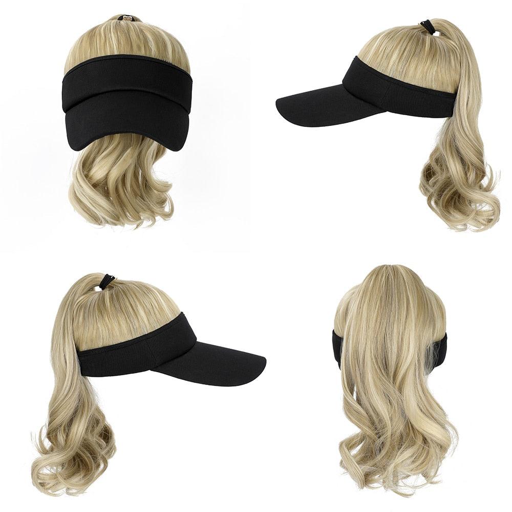 Ponytail Extension Cap hair Synthetic Wig Curly Wavy Wigs with Visor Hat hair Wigs for Women Hat Baseball Wigs For Black Women Cosplay Wigs For Women Stevvex