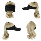 Ponytail Extension Cap hair Synthetic Wig Curly Wavy Wigs with Visor Hat hair Wigs for Women Hat Baseball Wigs For Black Women Cosplay Wigs For Women Stevvex
