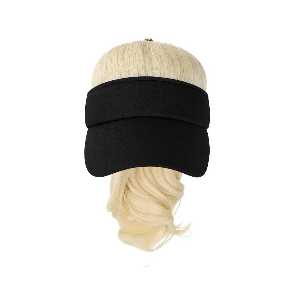 Ponytail Extension Cap hair Synthetic Wig Curly Wavy Wigs with Visor Hat hair Wigs for Women Hat Baseball Wigs For Black Women Cosplay Wigs For Women Stevvex