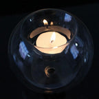 Round Hollow Glass Candle  Tea light Holder Candlestick Home Decorations for Dinner Table Wedding Candle Holder Wedding Candlestick Fine Transparent Crystal Glass Candlestick Dining Home Decor Stevvex