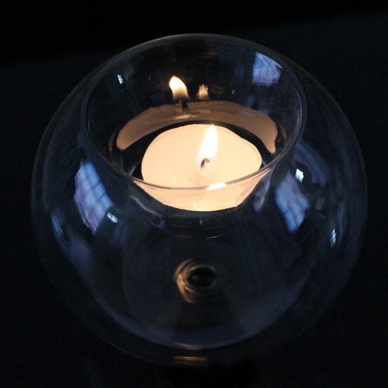 Round Hollow Glass Candle  Tea light Holder Candlestick Home Decorations for Dinner Table Wedding Candle Holder Wedding Candlestick Fine Transparent Crystal Glass Candlestick Dining Home Decor Stevvex