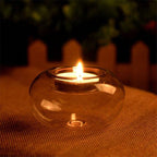 Round Hollow Glass Candle  Tea light Holder Candlestick Home Decorations for Dinner Table Wedding Candle Holder Wedding Candlestick Fine Transparent Crystal Glass Candlestick Dining Home Decor Stevvex
