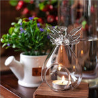 Round Hollow Glass Candle  Tea light Holder Candlestick Home Decorations for Dinner Table Wedding Candle Holder Wedding Candlestick Fine Transparent Crystal Glass Candlestick Dining Home Decor Stevvex