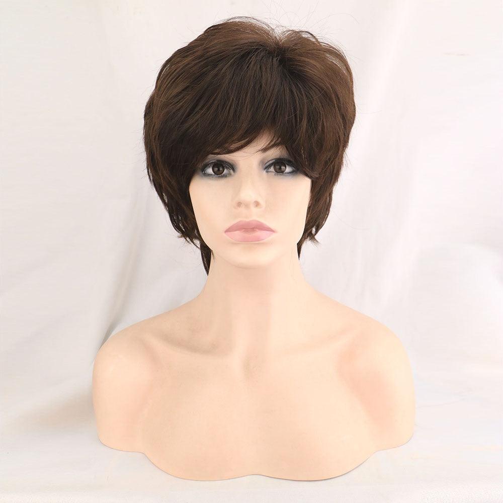 New Style Women Synthetic Mixed Blonde Brown Short Wigs Natural Hair Wigs Heat Resistant Hair Wig for Women Bob Wigs For Black Women Gifts For Black Women Stevvex