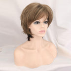 New Style Women Synthetic Mixed Blonde Brown Short Wigs Natural Hair Wigs Heat Resistant Hair Wig for Women Bob Wigs For Black Women Gifts For Black Women Stevvex