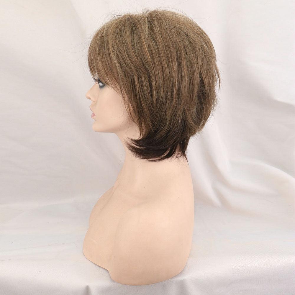 New Style Women Synthetic Mixed Blonde Brown Short Wigs Natural Hair Wigs Heat Resistant Hair Wig for Women Bob Wigs For Black Women Gifts For Black Women Stevvex