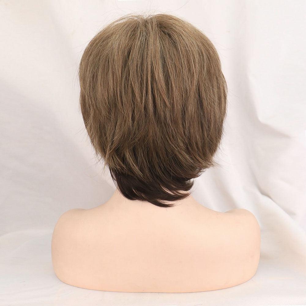 New Style Women Synthetic Mixed Blonde Brown Short Wigs Natural Hair Wigs Heat Resistant Hair Wig for Women Bob Wigs For Black Women Gifts For Black Women Stevvex