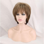 New Style Women Synthetic Mixed Blonde Brown Short Wigs Natural Hair Wigs Heat Resistant Hair Wig for Women Bob Wigs For Black Women Gifts For Black Women Stevvex