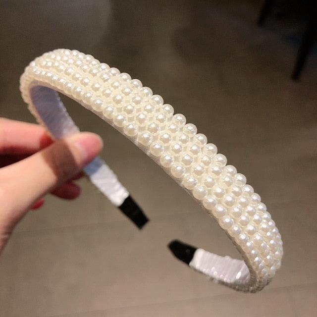Simulation Pearl Hairbands Women Hair Accessories Korean Handmade Bow Flower Hoops Headband Wedding Ornaments Gorgeous Hair Accessories For Women