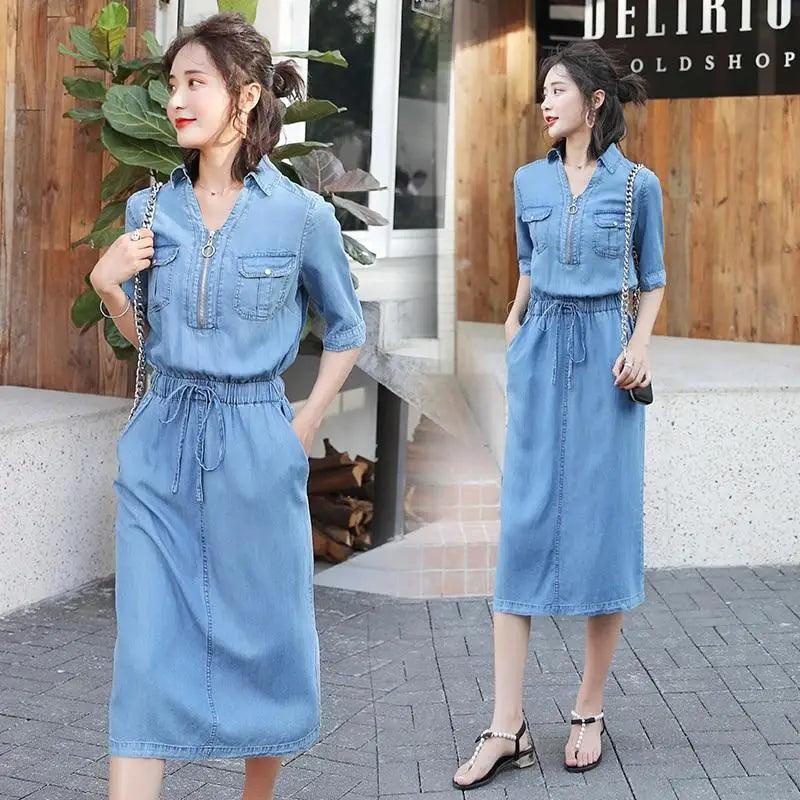 New Stylish Denim Stylish Fashion Dress for Women - Summer Stylish Cute Dresses For Women Stevvex