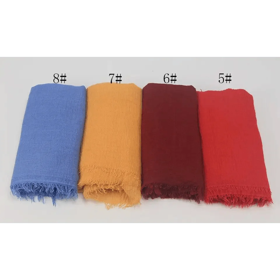 New Stylish Plain Scarf Women Muslim Crinkle Hijab Scarf Female Musulman Soft Cotton Headscarf Islamic Hijab Shawls And Wraps Stevvex