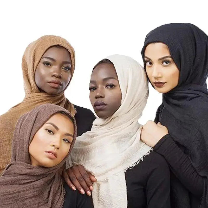 New Stylish Plain Scarf Women Muslim Crinkle Hijab Scarf Female Musulman Soft Cotton Headscarf Islamic Hijab Shawls And Wraps Stevvex