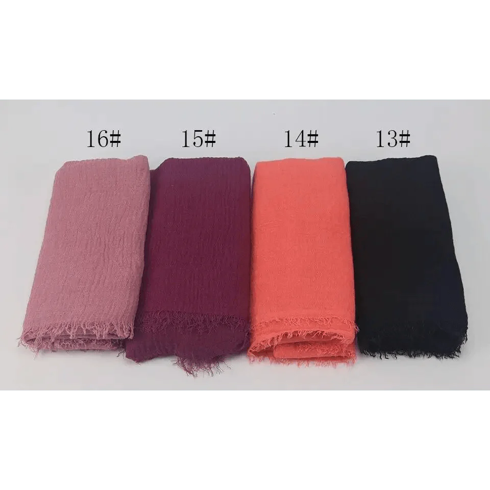 New Stylish Plain Scarf Women Muslim Crinkle Hijab Scarf Female Musulman Soft Cotton Headscarf Islamic Hijab Shawls And Wraps Stevvex