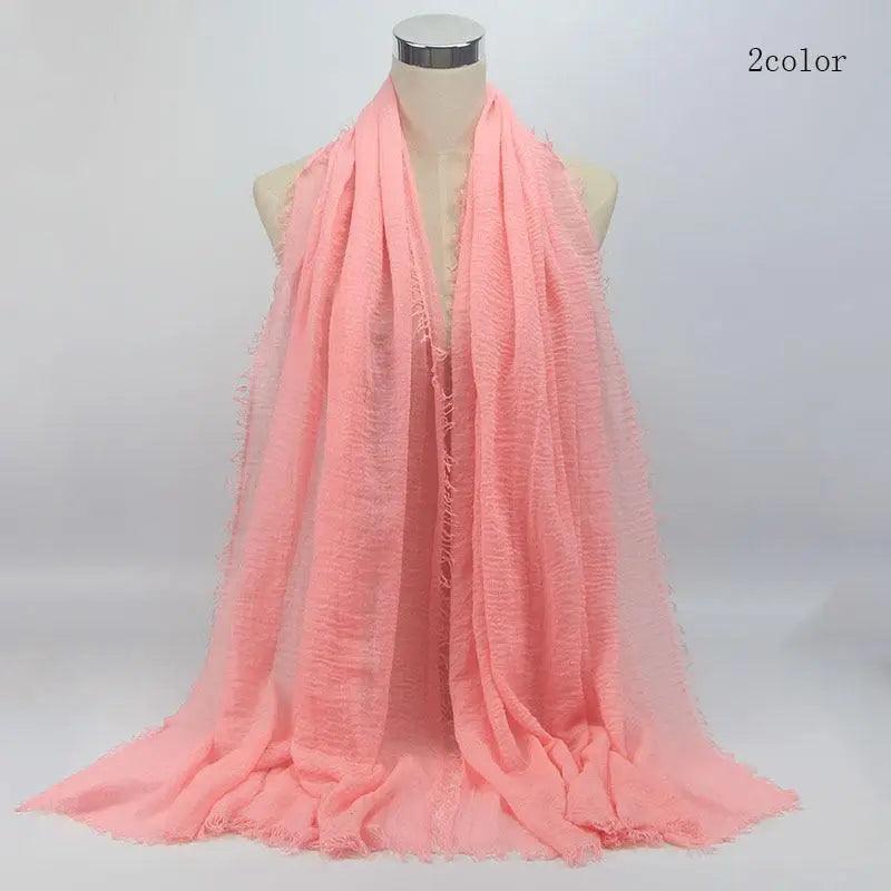 New Stylish Plain Scarf Women Muslim Crinkle Hijab Scarf Female Musulman Soft Cotton Headscarf Islamic Hijab Shawls And Wraps Stevvex