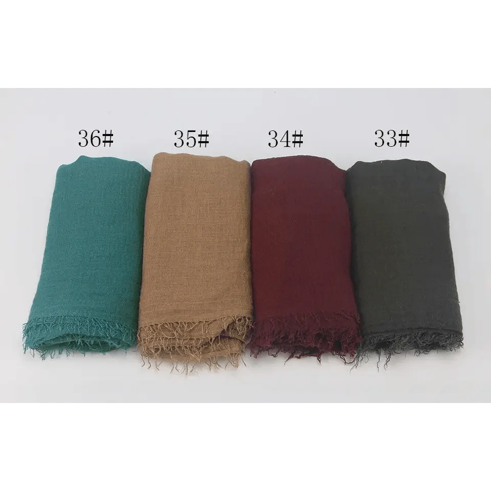 New Stylish Plain Scarf Women Muslim Crinkle Hijab Scarf Female Musulman Soft Cotton Headscarf Islamic Hijab Shawls And Wraps Stevvex