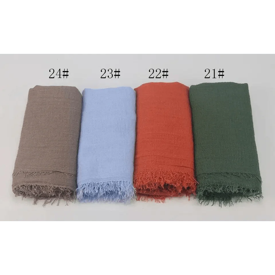 New Stylish Plain Scarf Women Muslim Crinkle Hijab Scarf Female Musulman Soft Cotton Headscarf Islamic Hijab Shawls And Wraps Stevvex