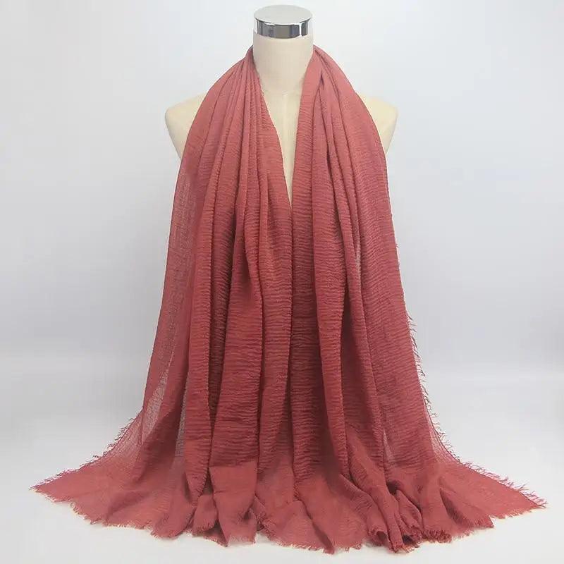 New Stylish Plain Scarf Women Muslim Crinkle Hijab Scarf Female Musulman Soft Cotton Headscarf Islamic Hijab Shawls And Wraps Stevvex