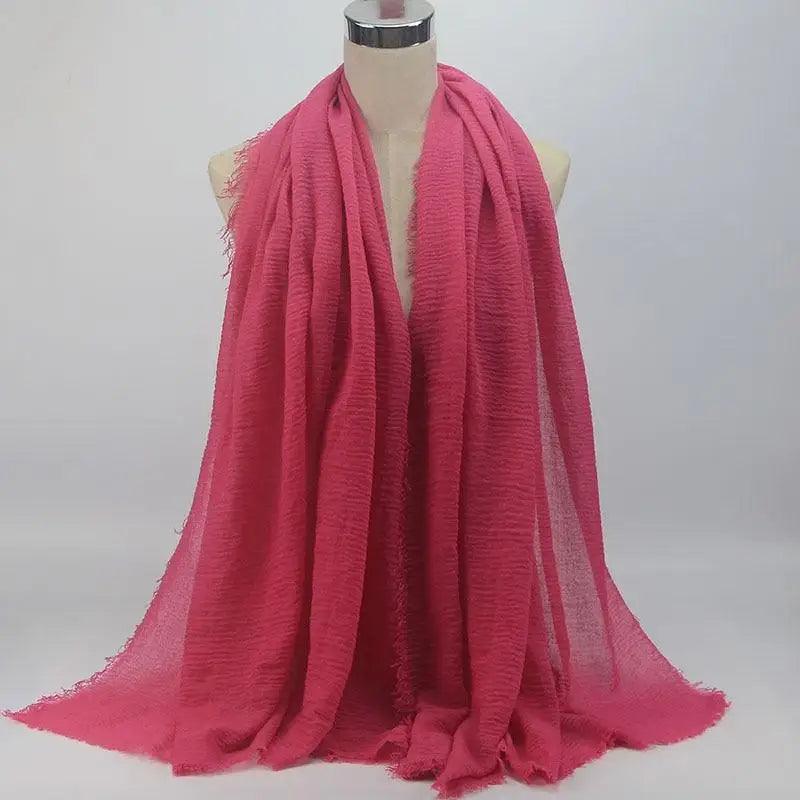 New Stylish Plain Scarf Women Muslim Crinkle Hijab Scarf Female Musulman Soft Cotton Headscarf Islamic Hijab Shawls And Wraps Stevvex