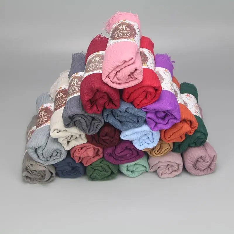 New Stylish Plain Scarf Women Muslim Crinkle Hijab Scarf Female Musulman Soft Cotton Headscarf Islamic Hijab Shawls And Wraps Stevvex