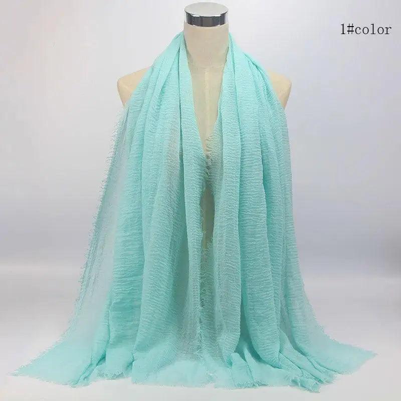 New Stylish Plain Scarf Women Muslim Crinkle Hijab Scarf Female Musulman Soft Cotton Headscarf Islamic Hijab Shawls And Wraps Stevvex