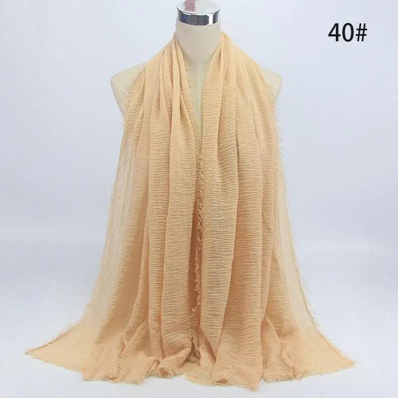 New Stylish Plain Scarf Women Muslim Crinkle Hijab Scarf Female Musulman Soft Cotton Headscarf Islamic Hijab Shawls And Wraps Stevvex