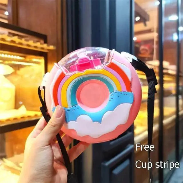 New Summer Cute Donut Ice Cream Water Bottle With Straw Creative Square Watermelon Cup Portable Leakproof Bottle Stevvex