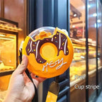 New Summer Cute Donut Ice Cream Water Bottle With Straw Creative Square Watermelon Cup Portable Leakproof Bottle Stevvex